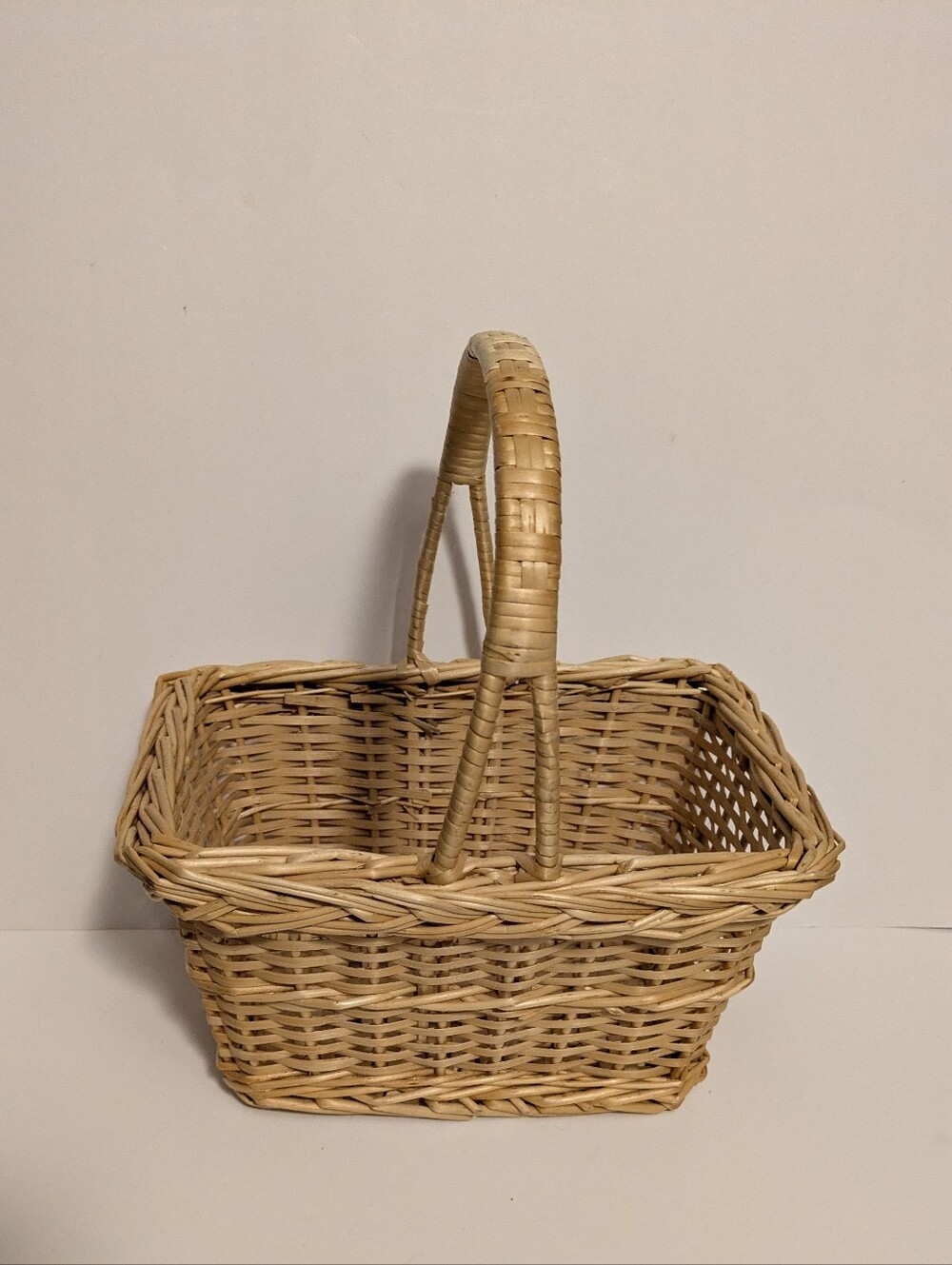 Basket Natural Wicker Handled Basket Beige